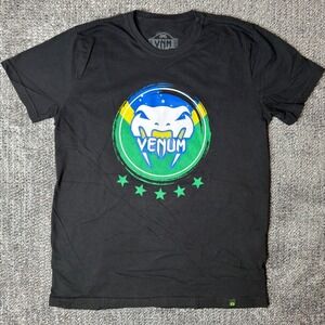 Venum Brazil MMA Snake Logo T-Shirt Mens Large Black Training Gym Tee